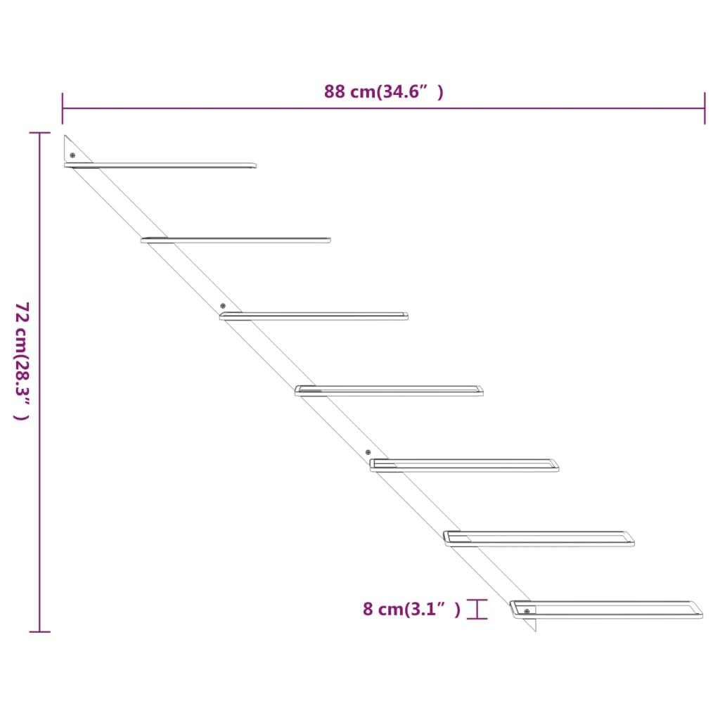 Wall-mounted Wine Rack for 7 Bottles Gold Metal