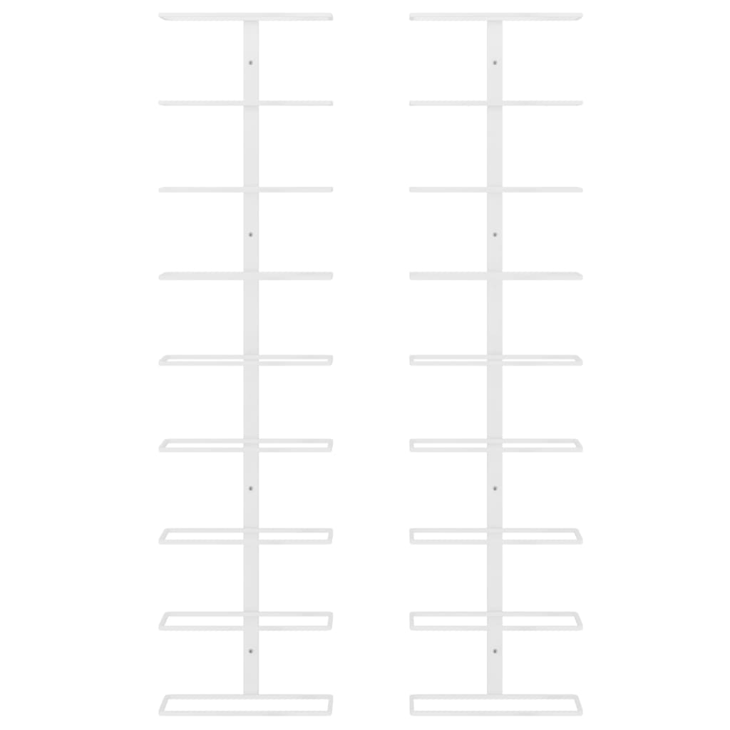 Wall-mounted Wine Rack for 9 Bottles 2 pcs White Iron