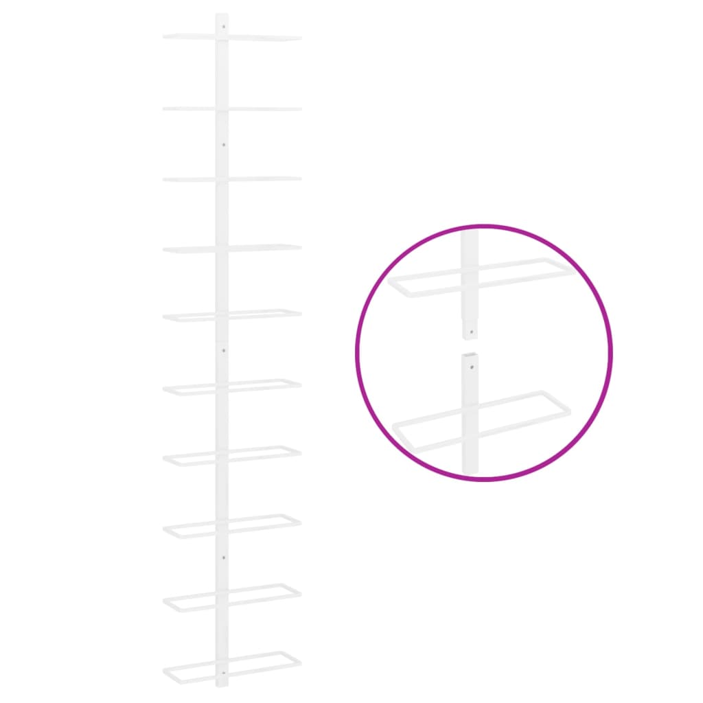 Wall-mounted Wine Rack for 10 Bottles White Metal