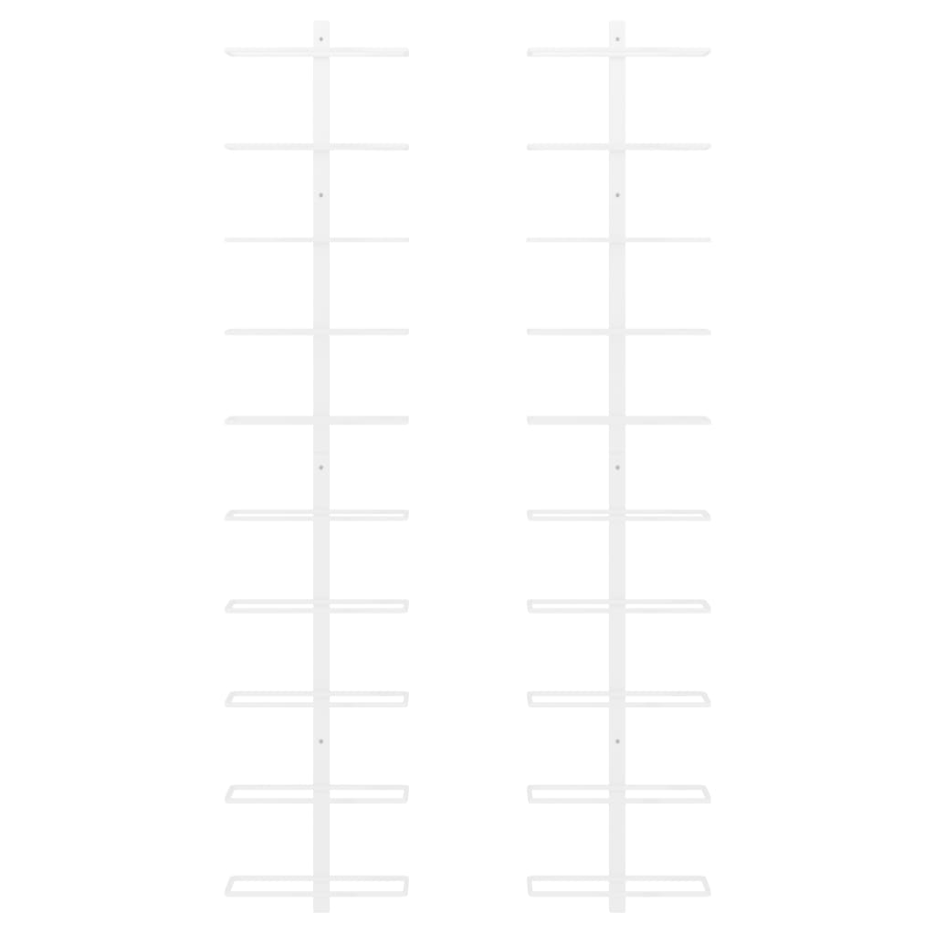 Wall-mounted Wine Rack for 10 Bottles 2 pcs White Metal