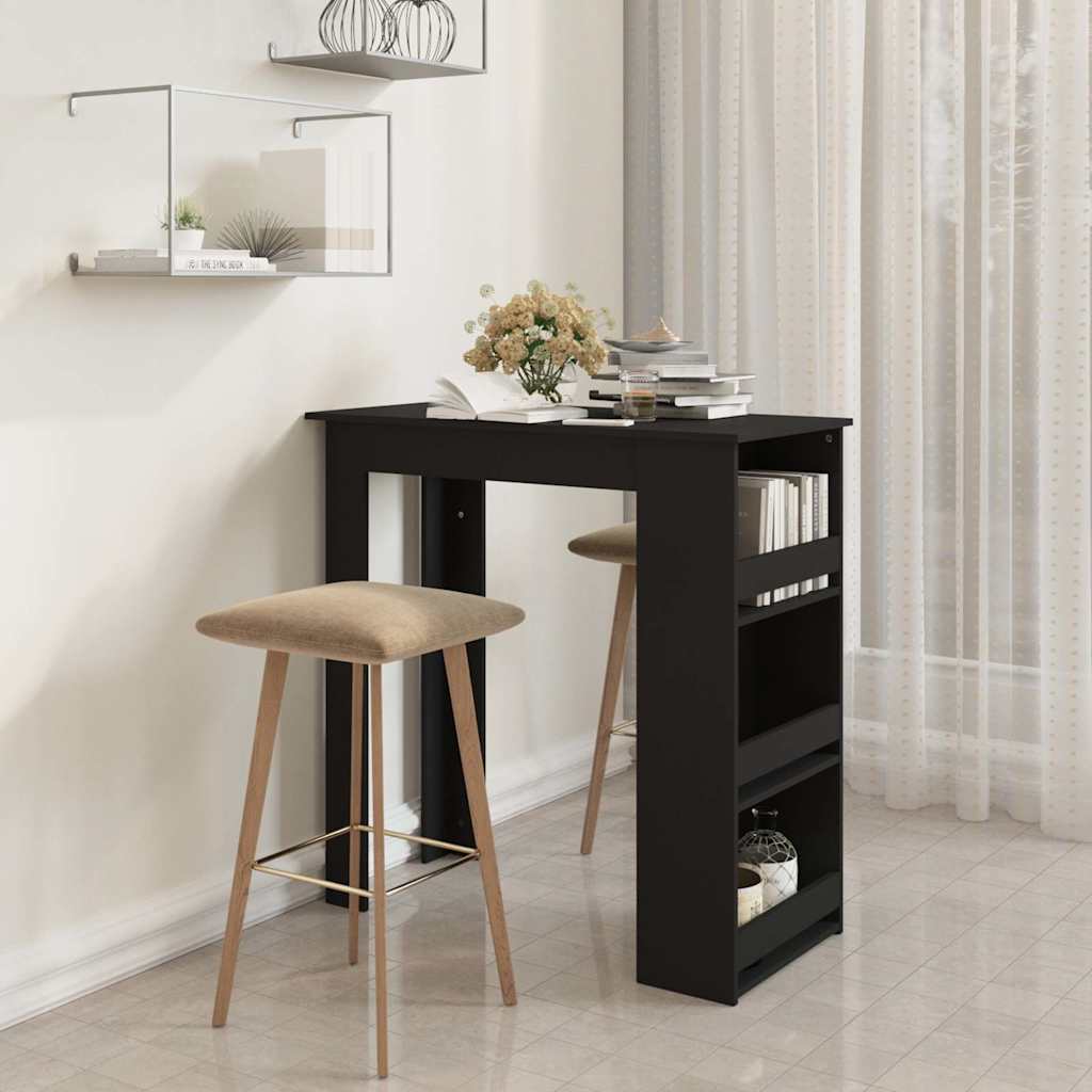 Bar Table with Storage Rack Black 102x50x103.5 cm Engineered Wood
