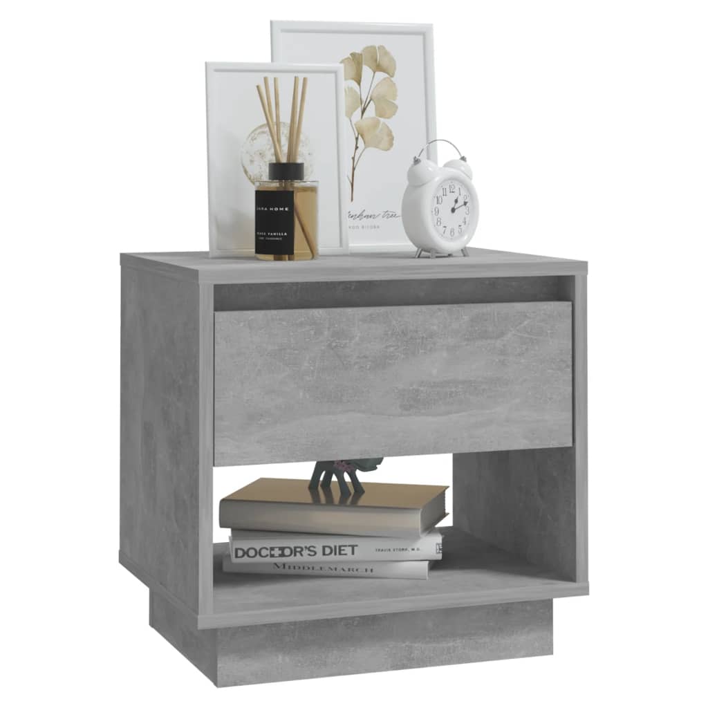 Bedside Cabinet Concrete Grey 45x34x44 cm Engineered Wood