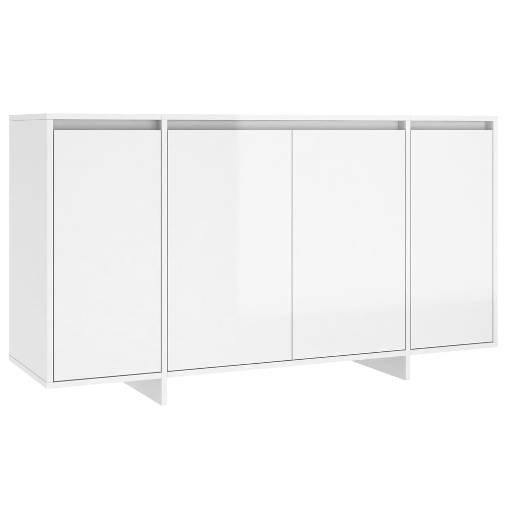 Sideboard High Gloss White 135x41x75 cm Engineered Wood
