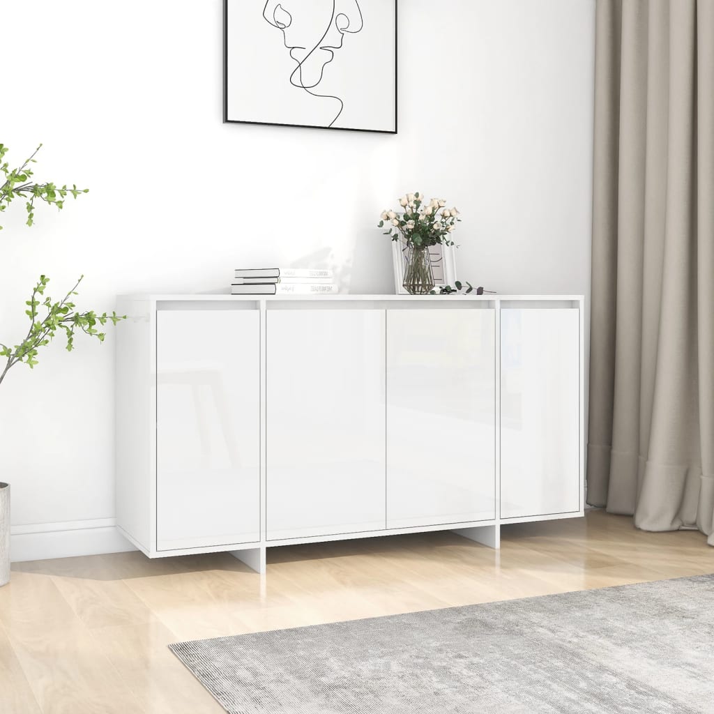 Sideboard High Gloss White 135x41x75 cm Engineered Wood