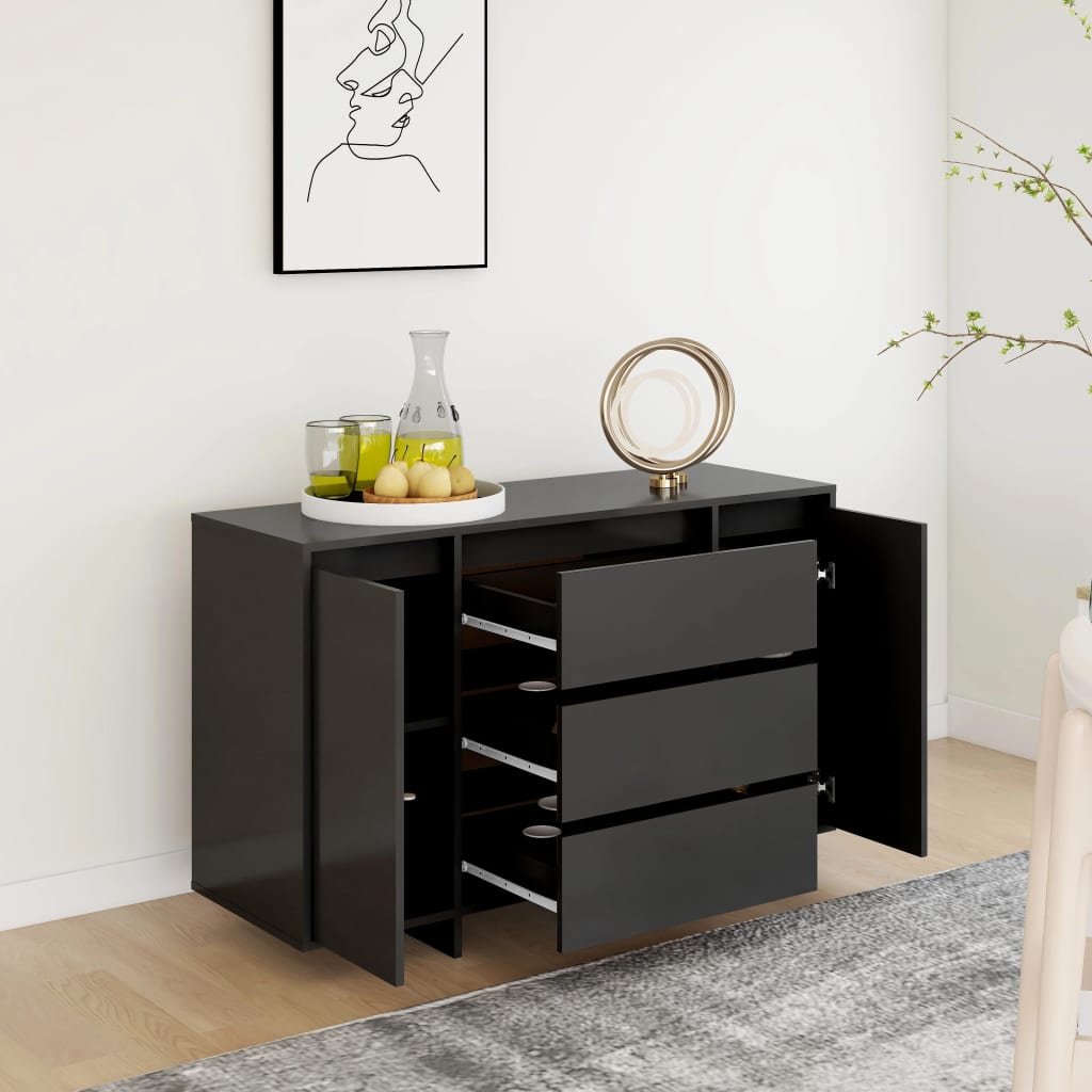 Sideboard with 3 Drawers Black 120x41x75 cm Engineered Wood