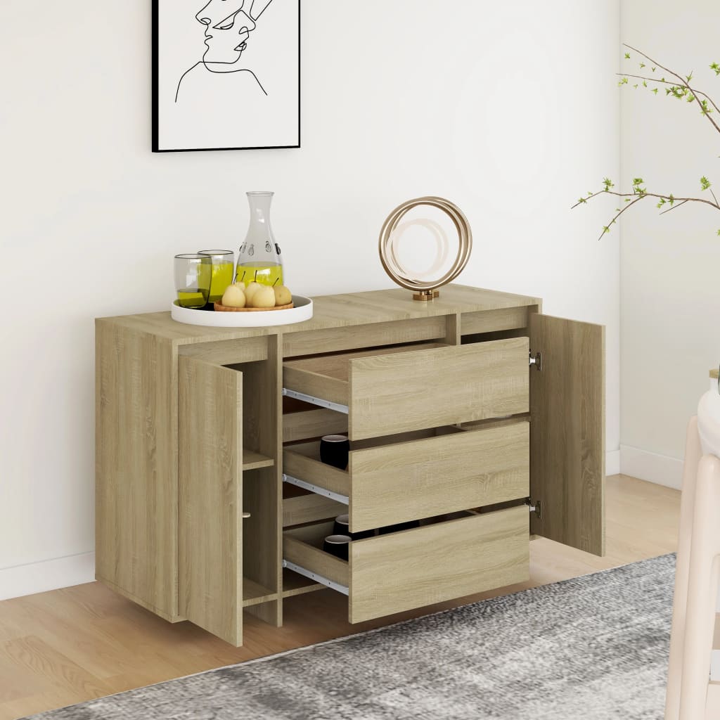 Sideboard with 3 Drawers Sonoma Oak 120x41x75 cm Engineered Wood