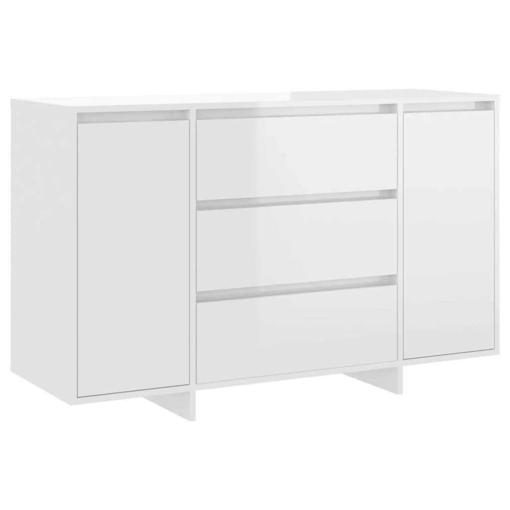 Sideboard with 3 Drawers High Gloss White 120x41x75 cm Engineered Wood