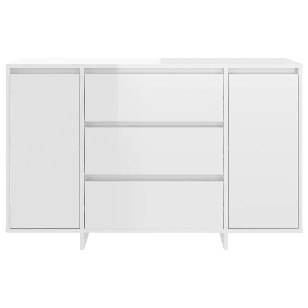 Sideboard with 3 Drawers High Gloss White 120x41x75 cm Engineered Wood