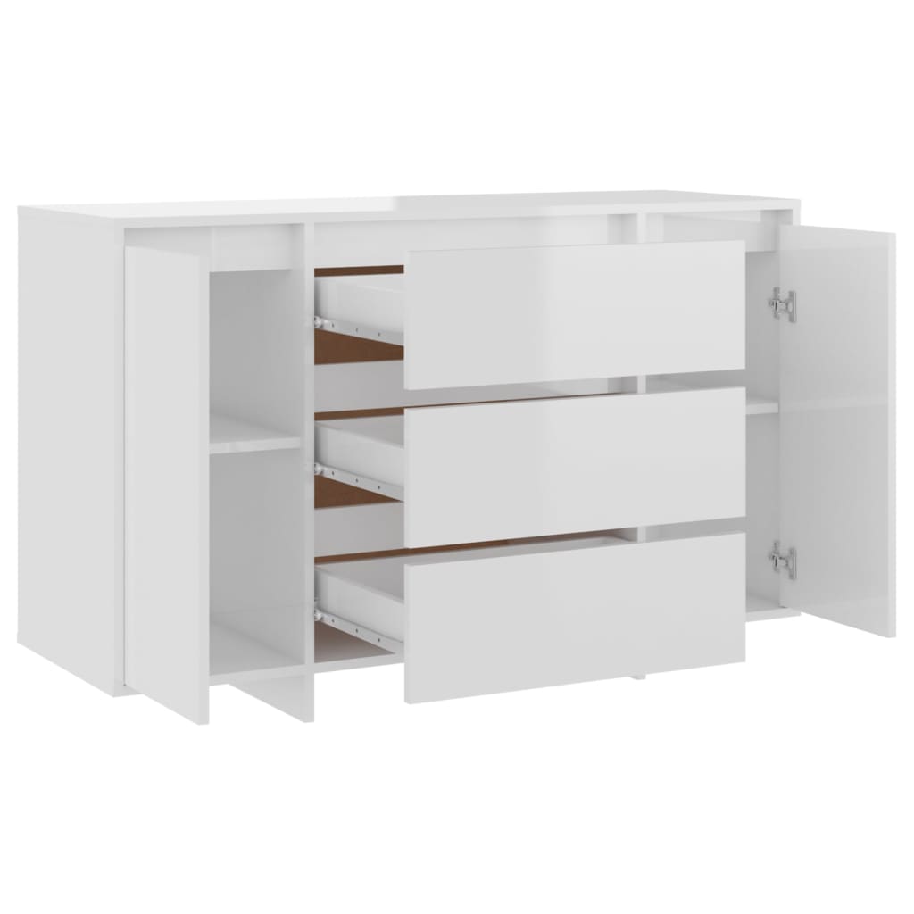 Sideboard with 3 Drawers High Gloss White 120x41x75 cm Engineered Wood