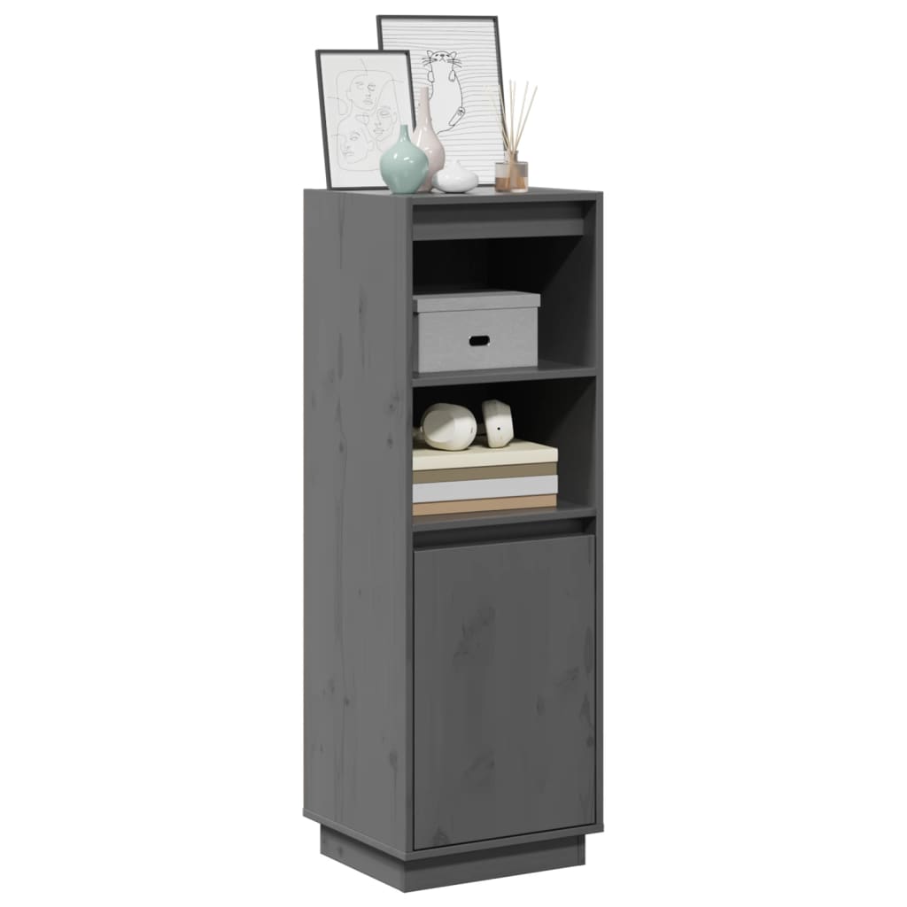 Highboard Grey 37x34x110 cm Solid Wood Pine