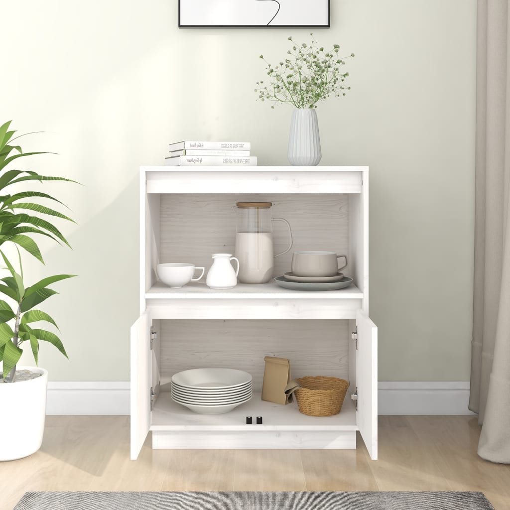 Sideboard White 60x34x75 cm Solid Wood Pine