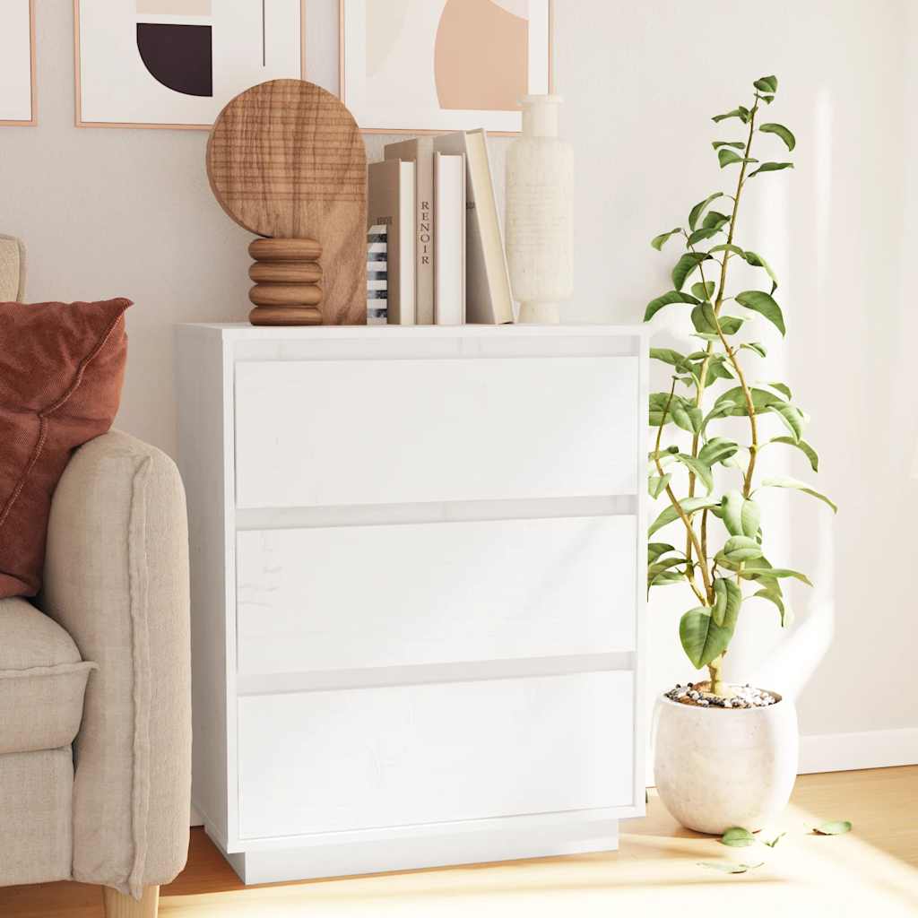 Sideboard White 60x34x75 cm Solid Wood Pine