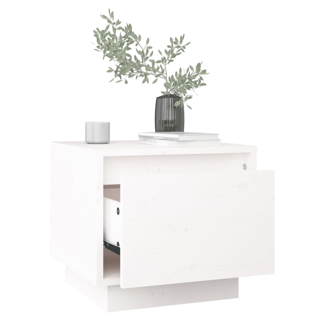 Bedside Cabinet White 35x34x32 cm Solid Wood Pine