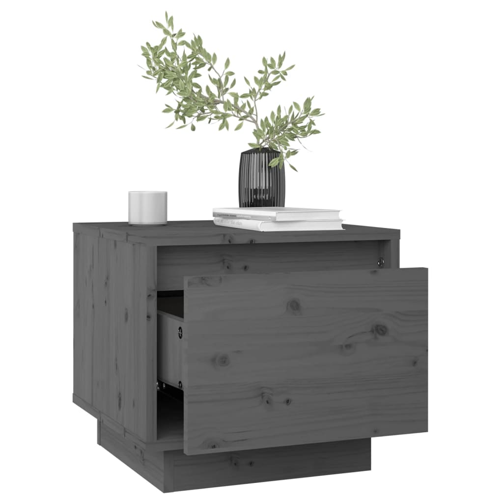 Bedside Cabinets 2 pcs Grey 35x34x32 cm Solid Wood Pine