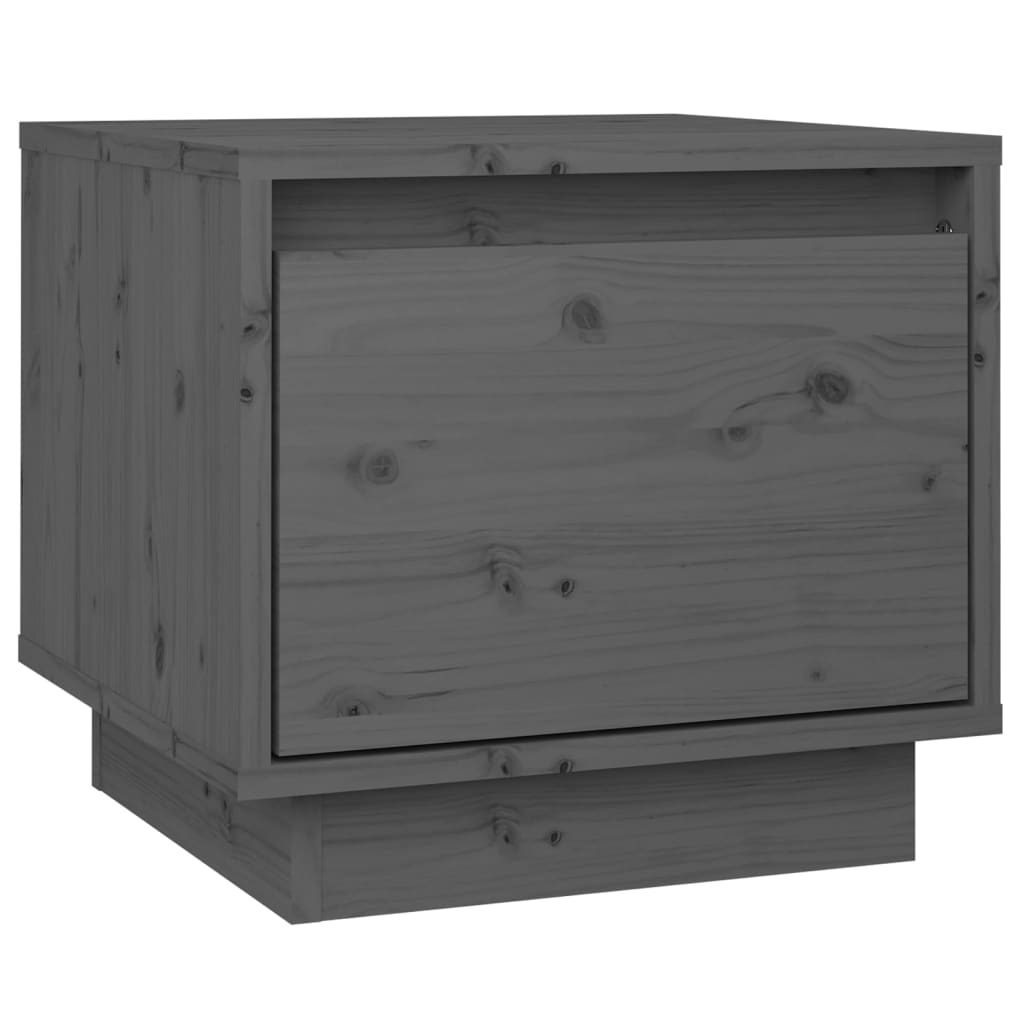 Bedside Cabinets 2 pcs Grey 35x34x32 cm Solid Wood Pine