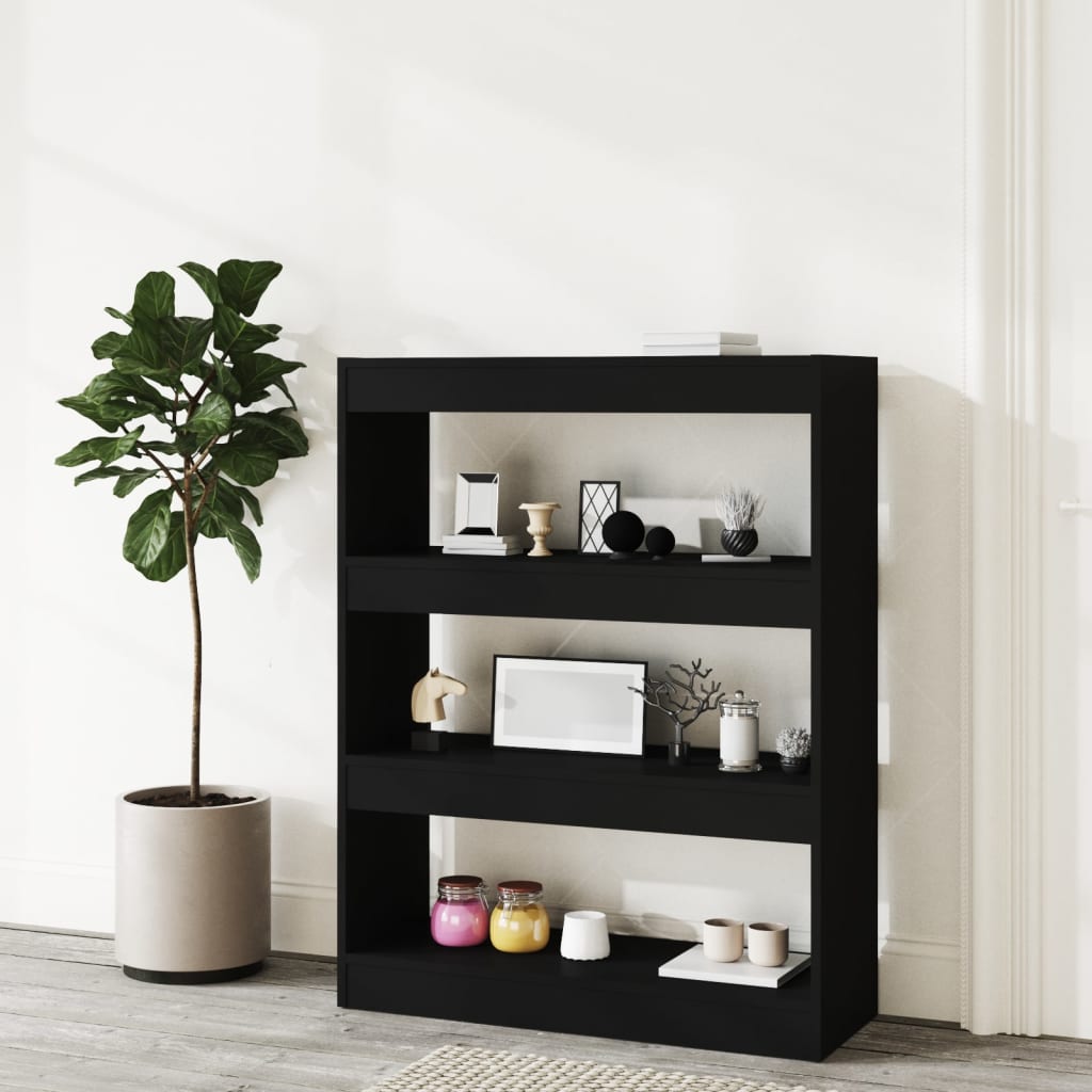 Book Cabinet/Room Divider Black 80x30x103 cm Engineered wood