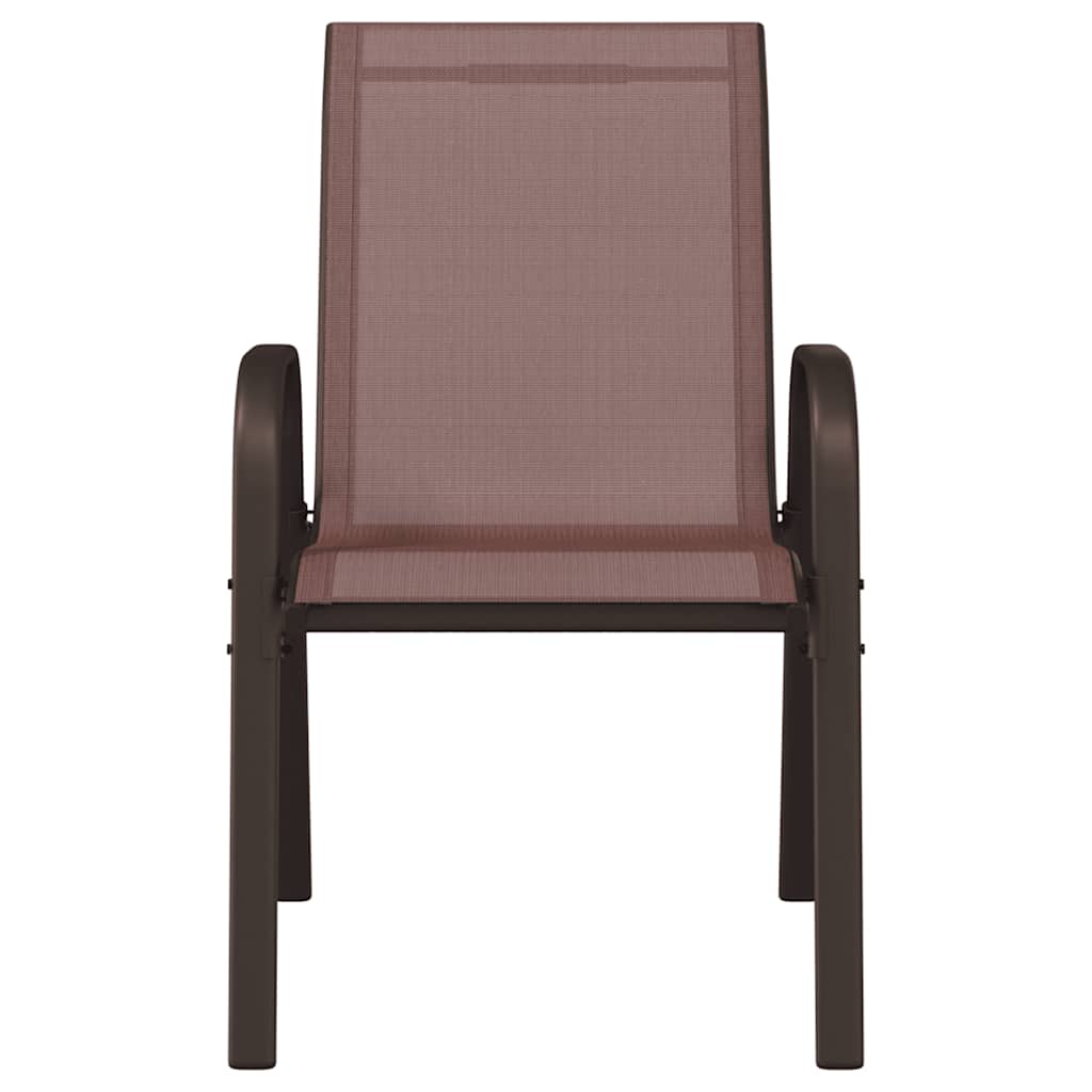 Stackable Garden Chairs 2 pcs Brown Textilene Fabric