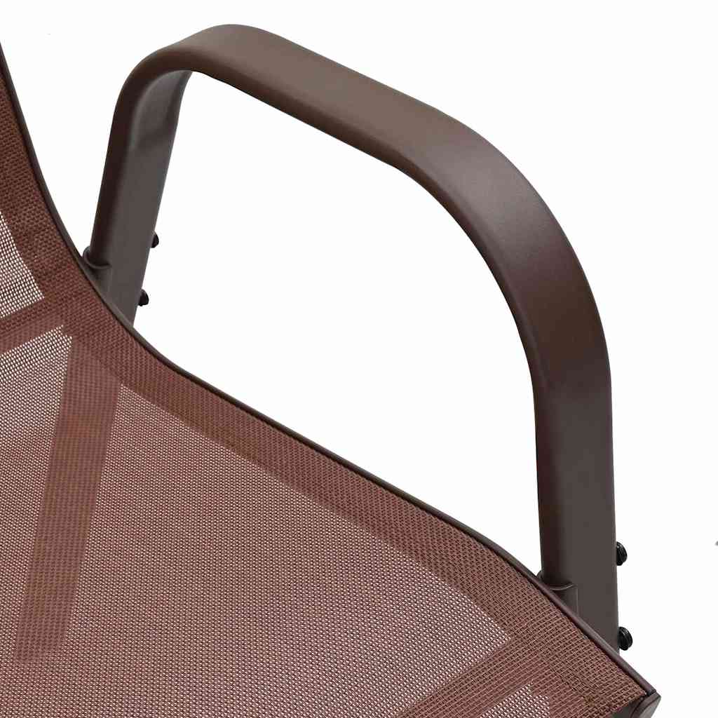 Stackable Garden Chairs 2 pcs Brown Textilene Fabric