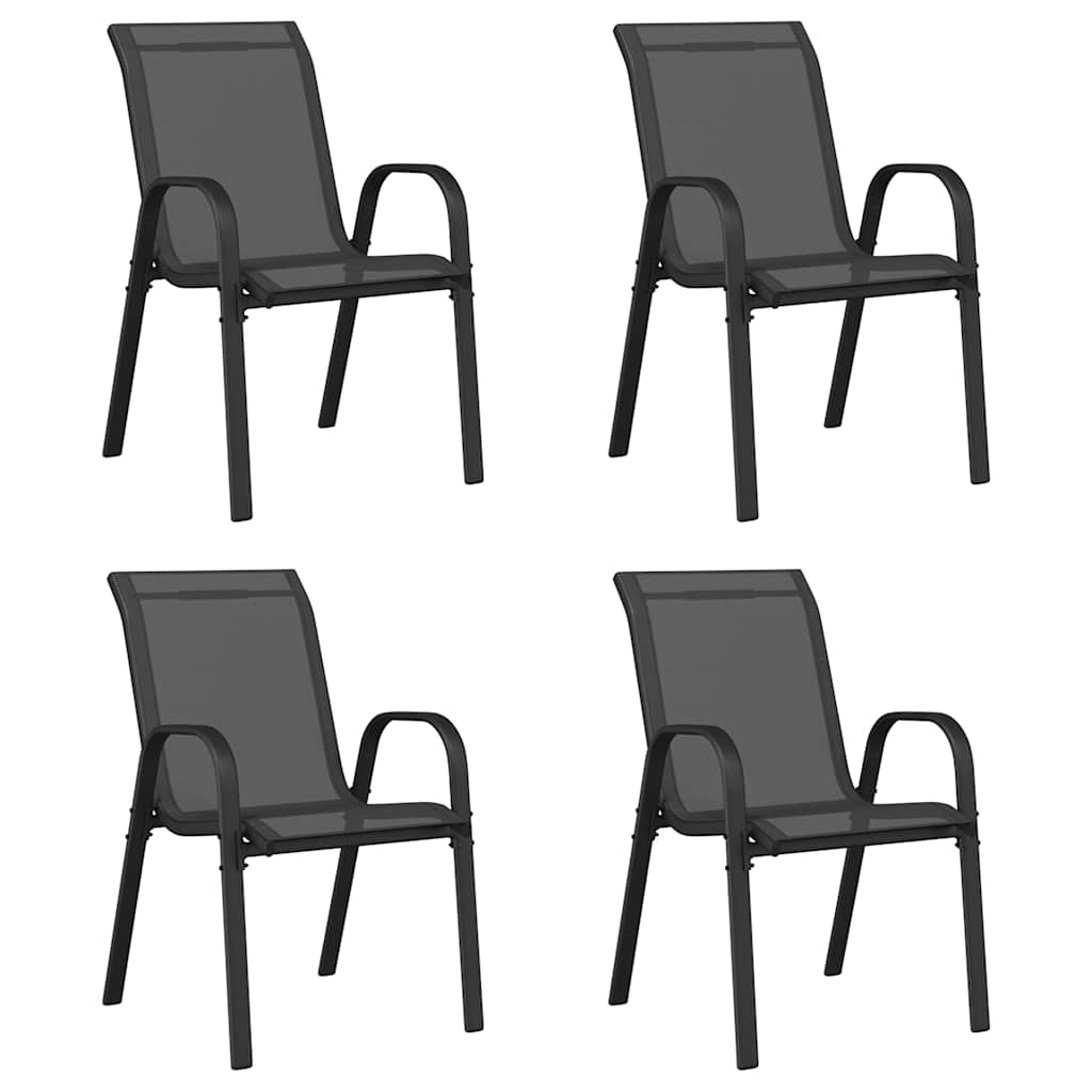 Stackable Garden Chairs 4 pcs Black Textilene Fabric