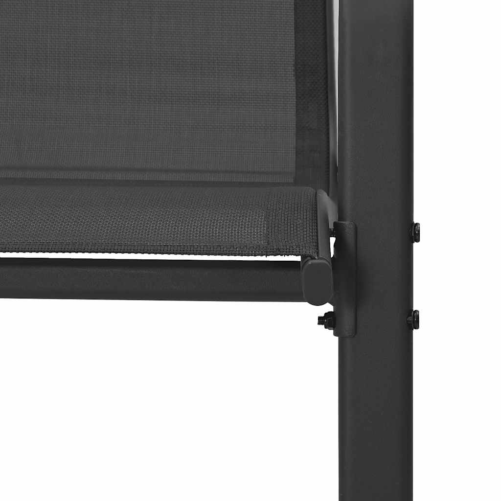 Stackable Garden Chairs 4 pcs Black Textilene Fabric