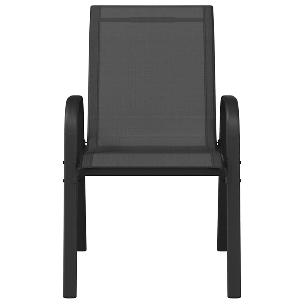 Stackable Garden Chairs 6 pcs Black Textilene Fabric