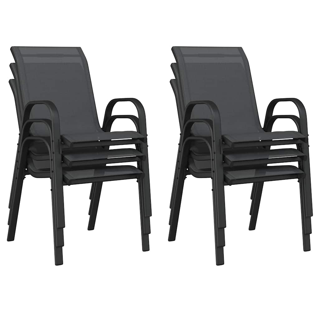 Stackable Garden Chairs 6 pcs Black Textilene Fabric