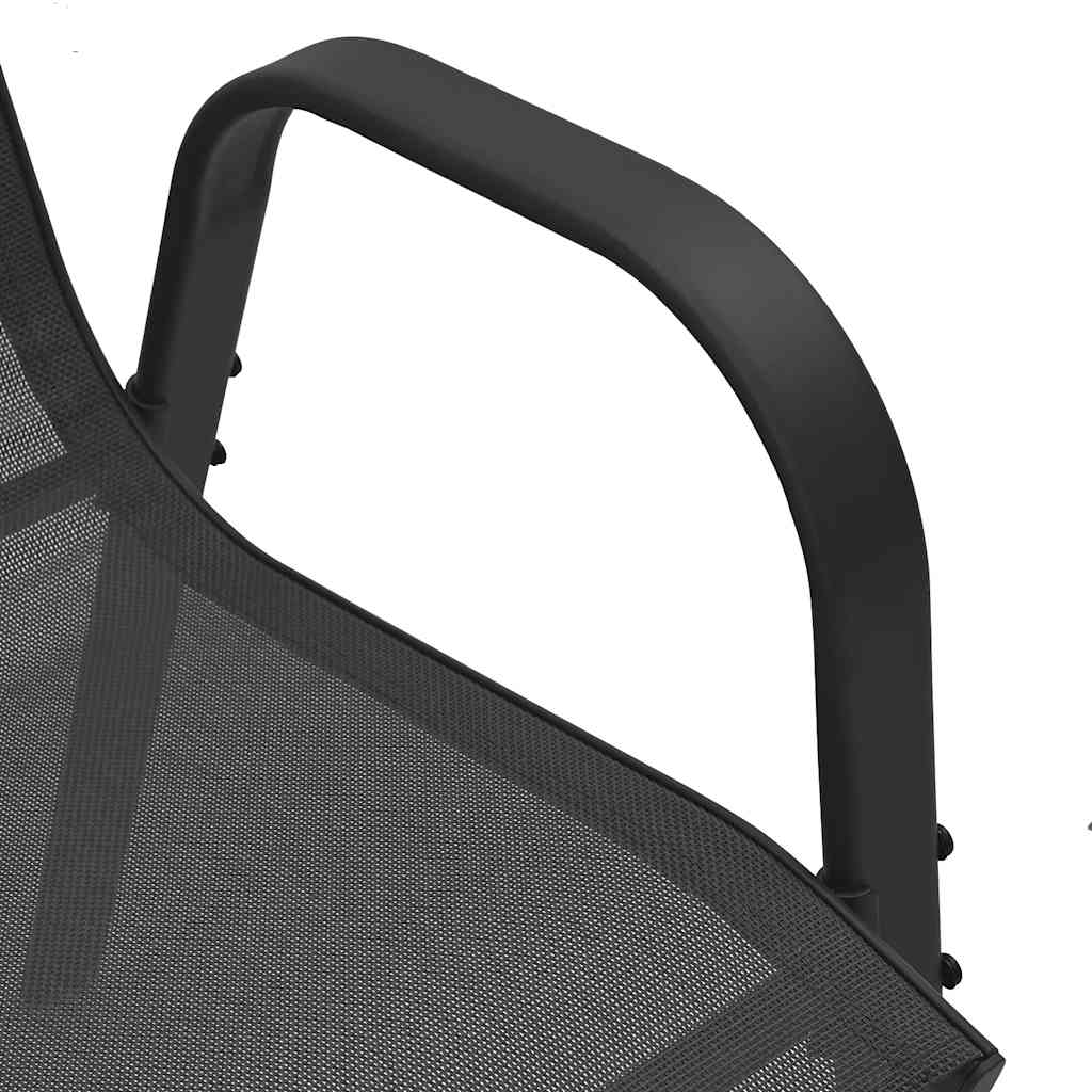 Stackable Garden Chairs 6 pcs Black Textilene Fabric