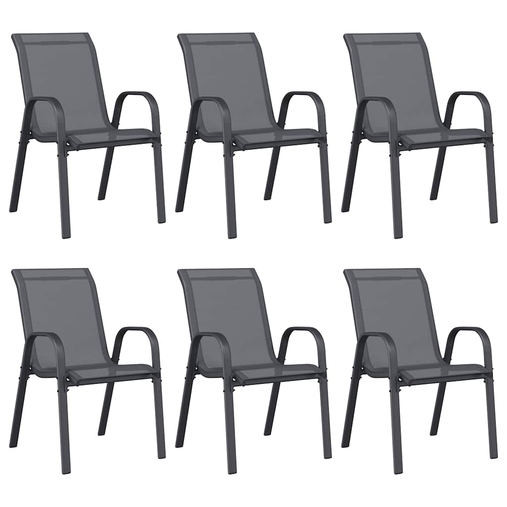 Stackable Garden Chairs 6 pcs Grey Textilene Fabric