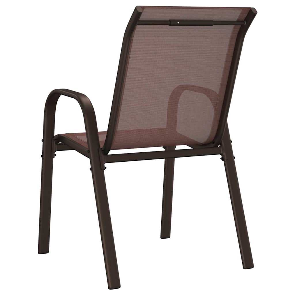 Stackable Garden Chairs 6 pcs Brown Textilene Fabric