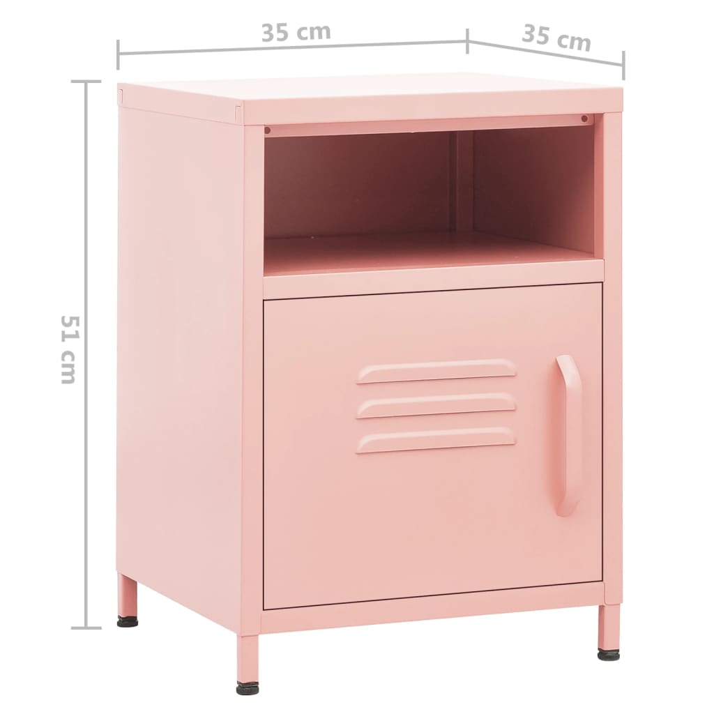 Nightstands 2 pcs Pink 35x35x51 cm Steel