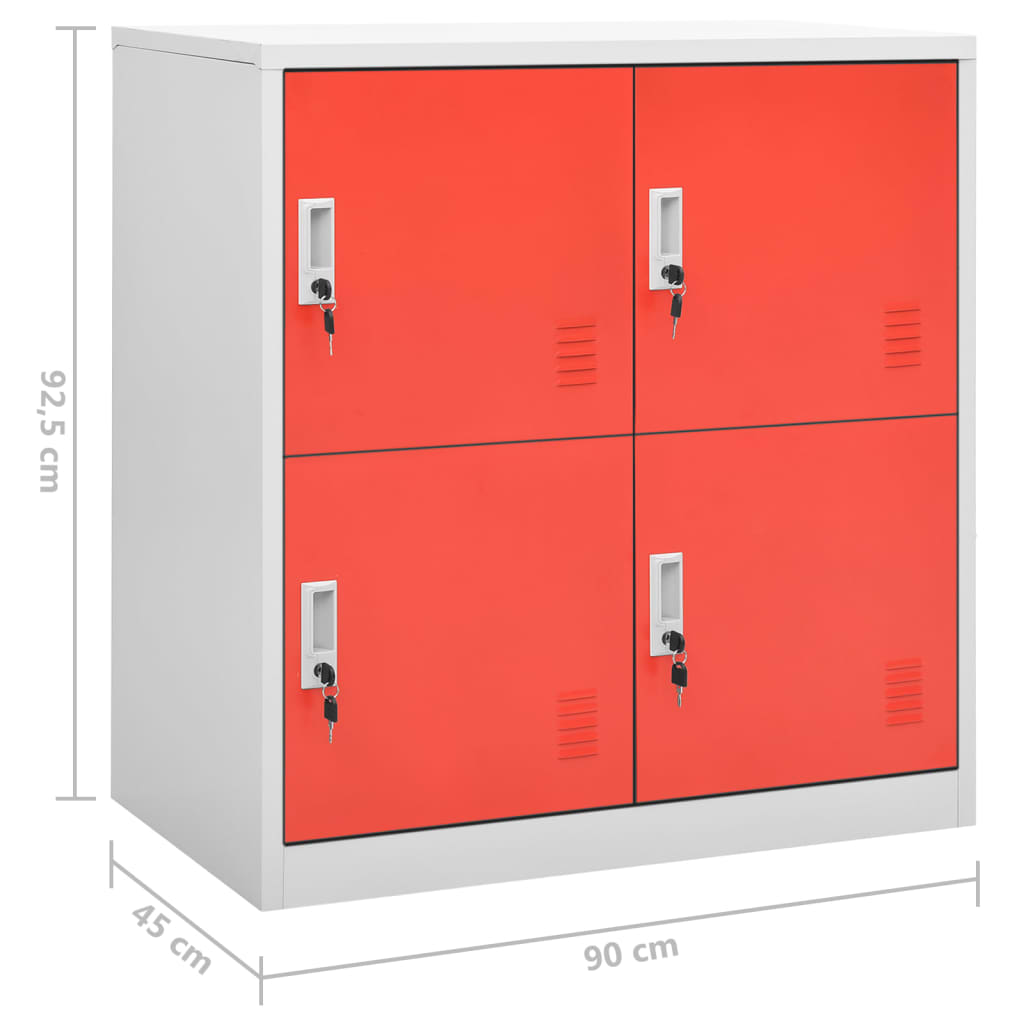 Locker Cabinets 2 pcs Light Grey and Red 90x45x92.5 cm Steel