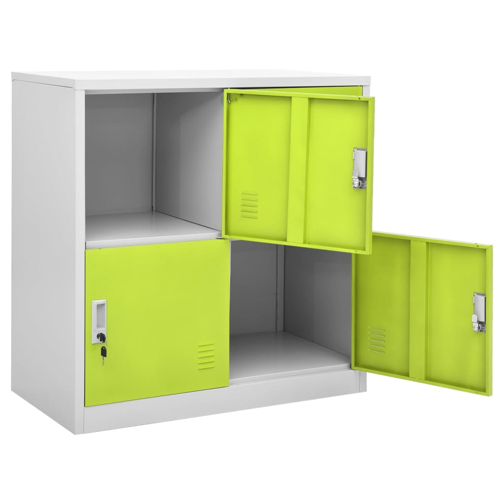 Locker Cabinets 2 pcs Light Grey and Green 90x45x92.5 cm Steel