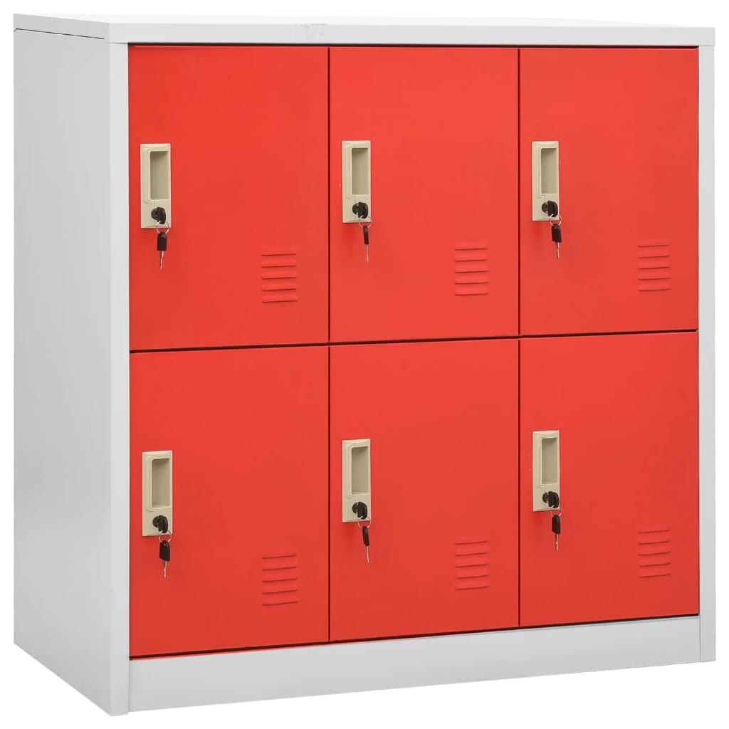 Locker Cabinets 2 pcs Light Grey and Red 90x45x92.5 cm Steel