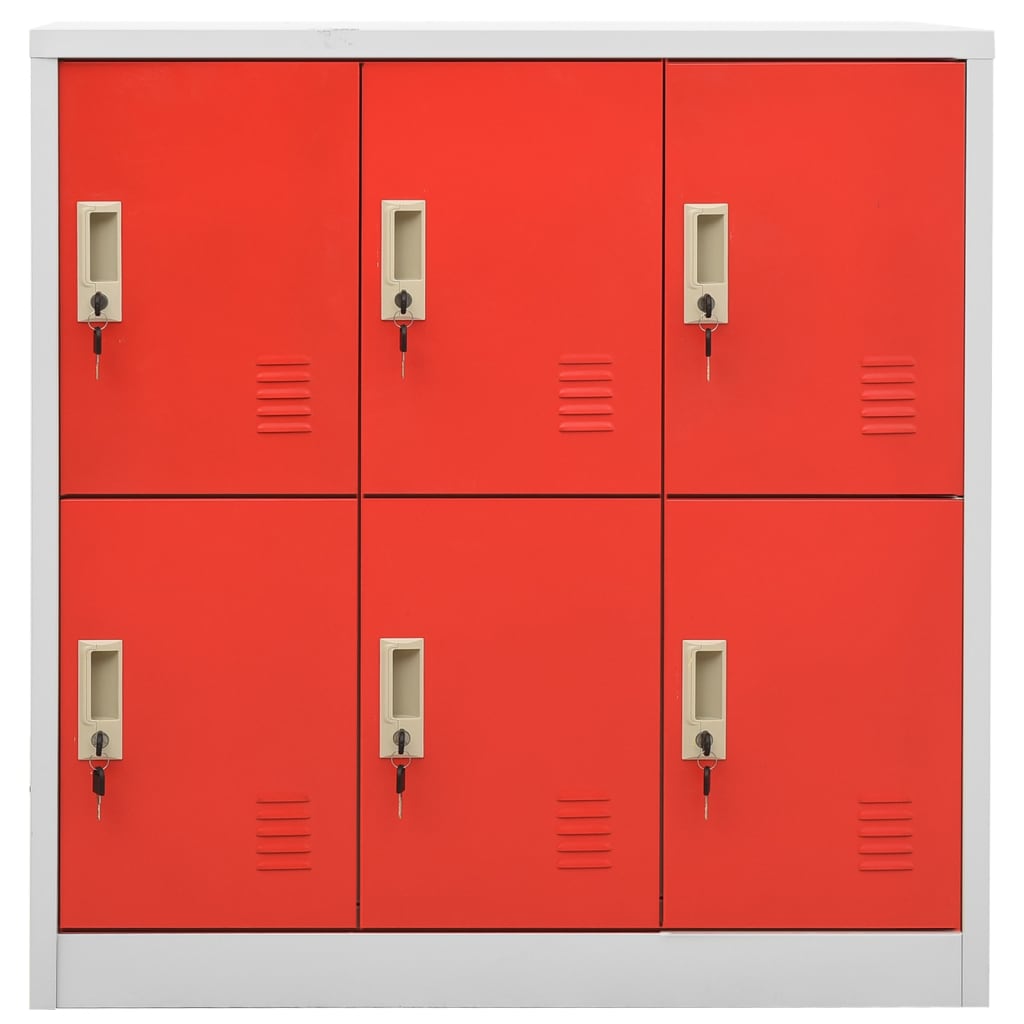 Locker Cabinets 2 pcs Light Grey and Red 90x45x92.5 cm Steel