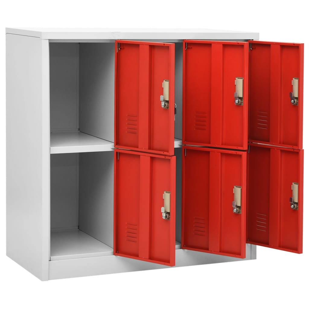 Locker Cabinets 2 pcs Light Grey and Red 90x45x92.5 cm Steel