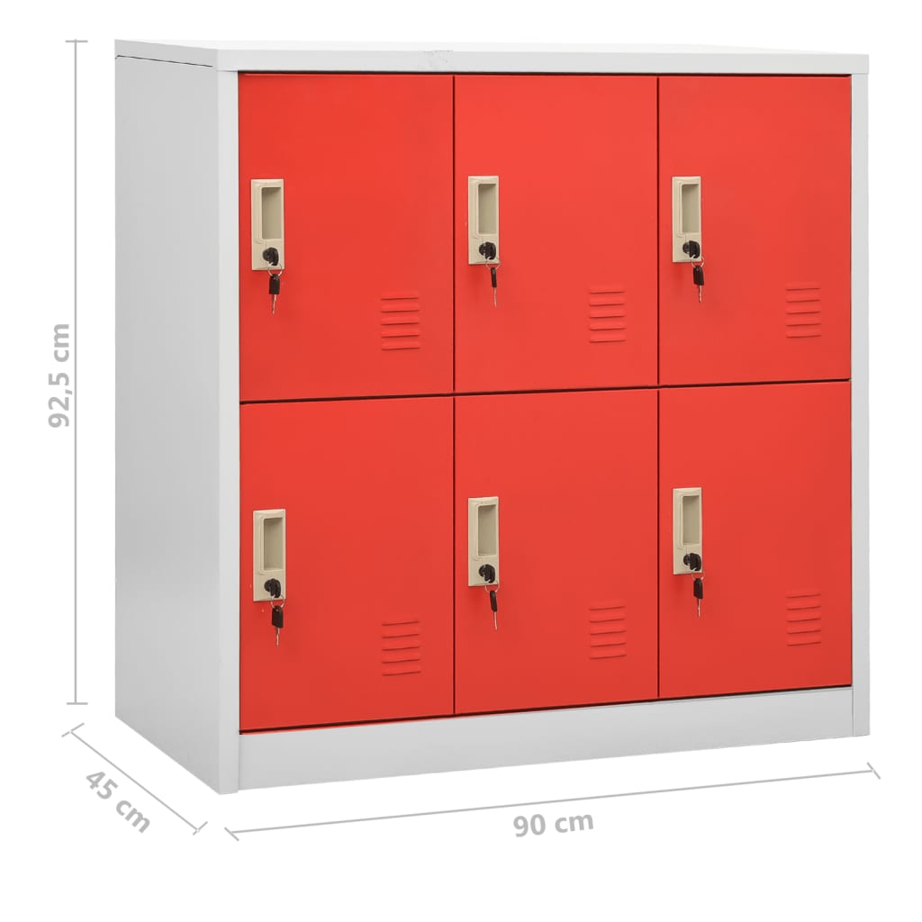 Locker Cabinets 2 pcs Light Grey and Red 90x45x92.5 cm Steel