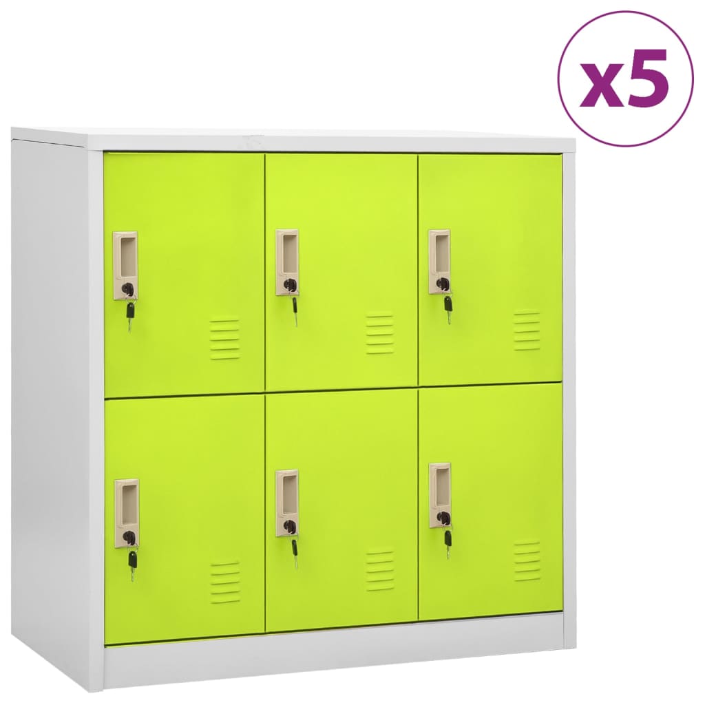 Locker Cabinets 5 pcs Light Grey and Green 90x45x92.5 cm Steel