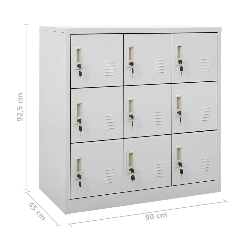 Locker Cabinets 2 pcs Light Grey 90x45x92.5 cm Steel