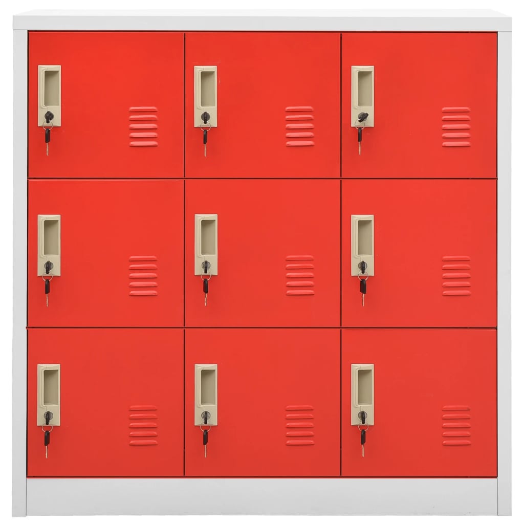 Locker Cabinets 2 pcs Light Grey and Red 90x45x92.5 cm Steel