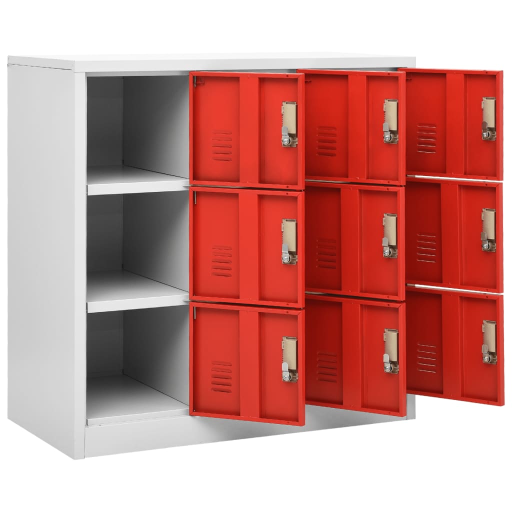 Locker Cabinets 2 pcs Light Grey and Red 90x45x92.5 cm Steel