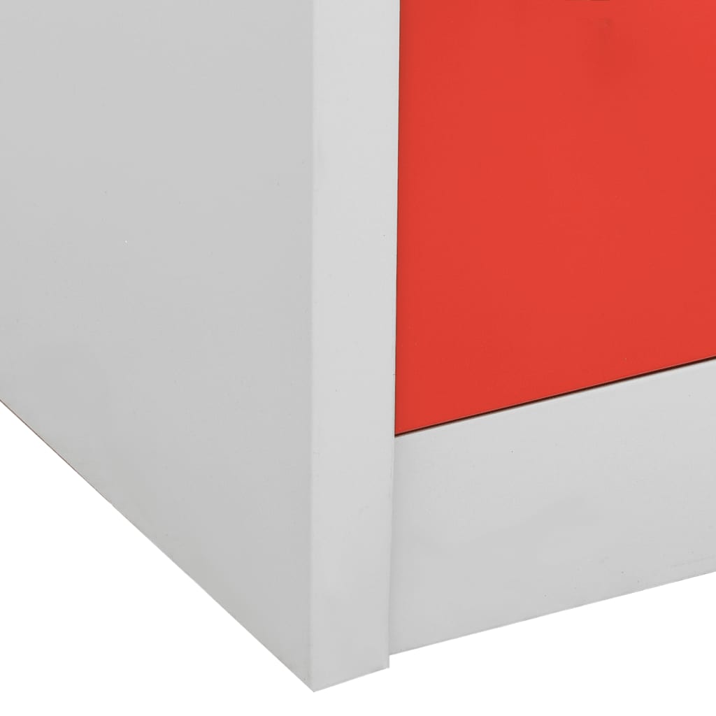 Locker Cabinets 2 pcs Light Grey and Red 90x45x92.5 cm Steel