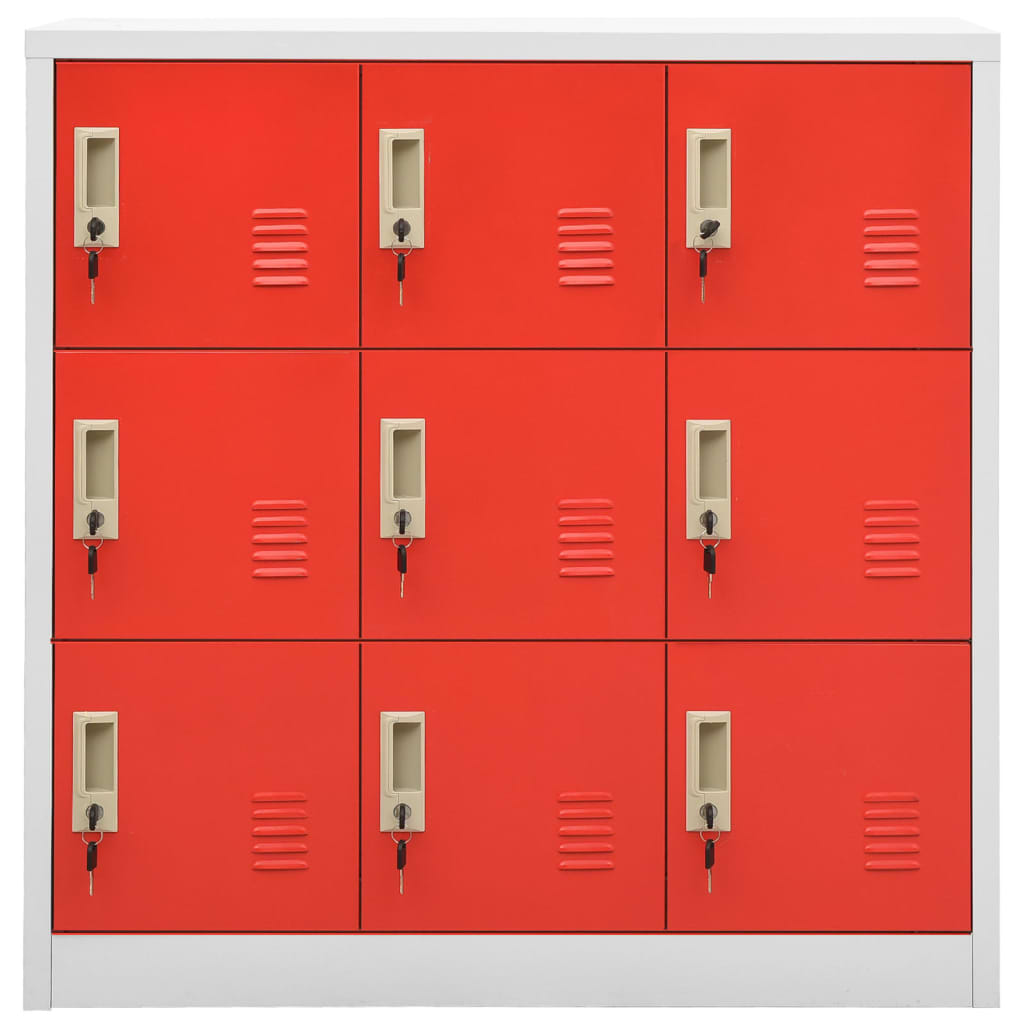Locker Cabinets 5 pcs Light Grey and Red 90x45x92.5 cm Steel