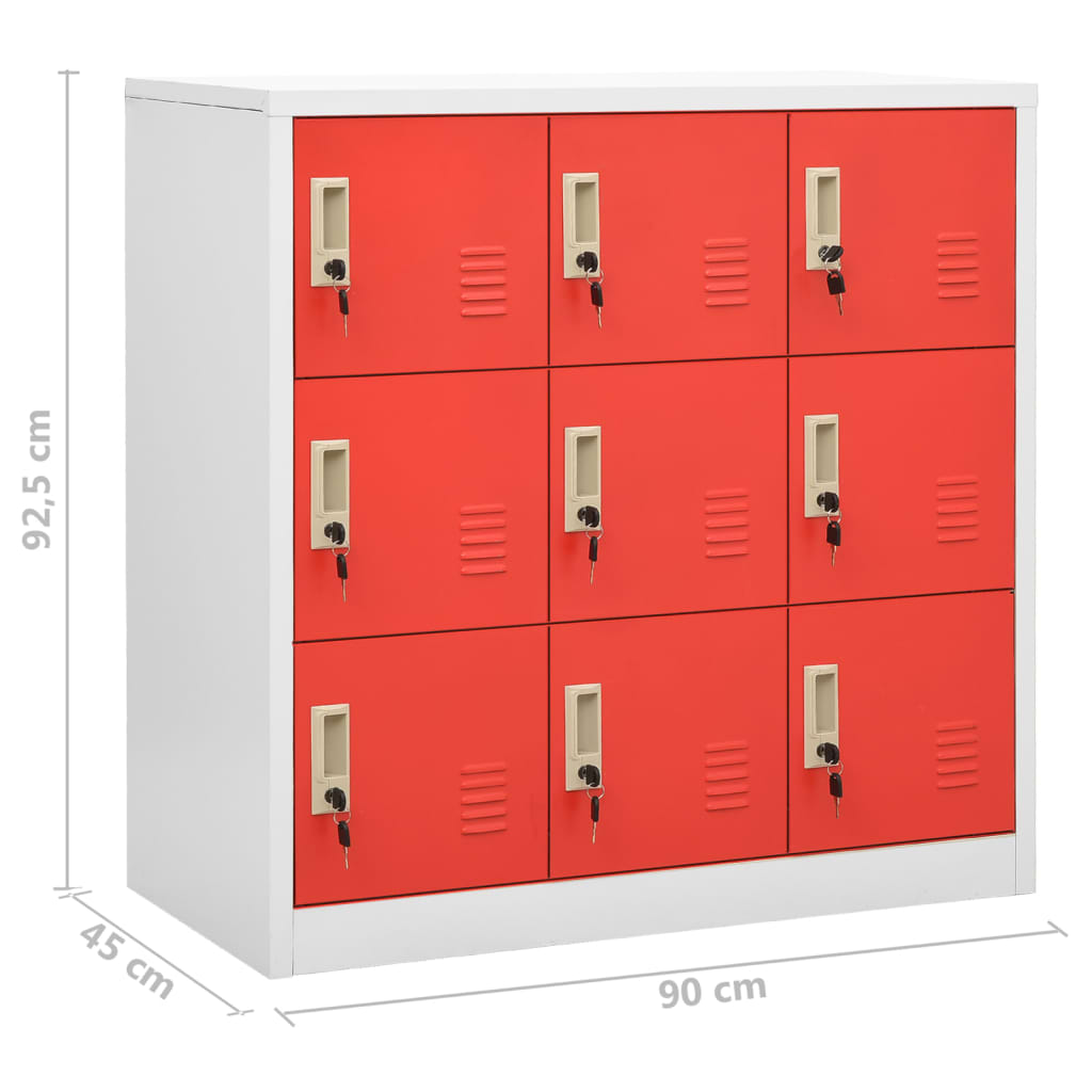 Locker Cabinets 5 pcs Light Grey and Red 90x45x92.5 cm Steel