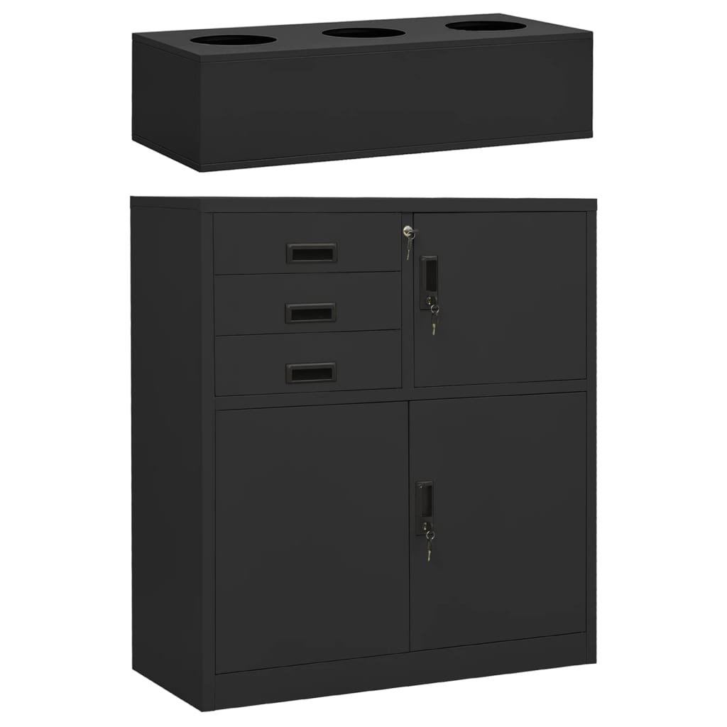Office Cabinet with Planter Box Anthracite 90x40x125 cm Steel