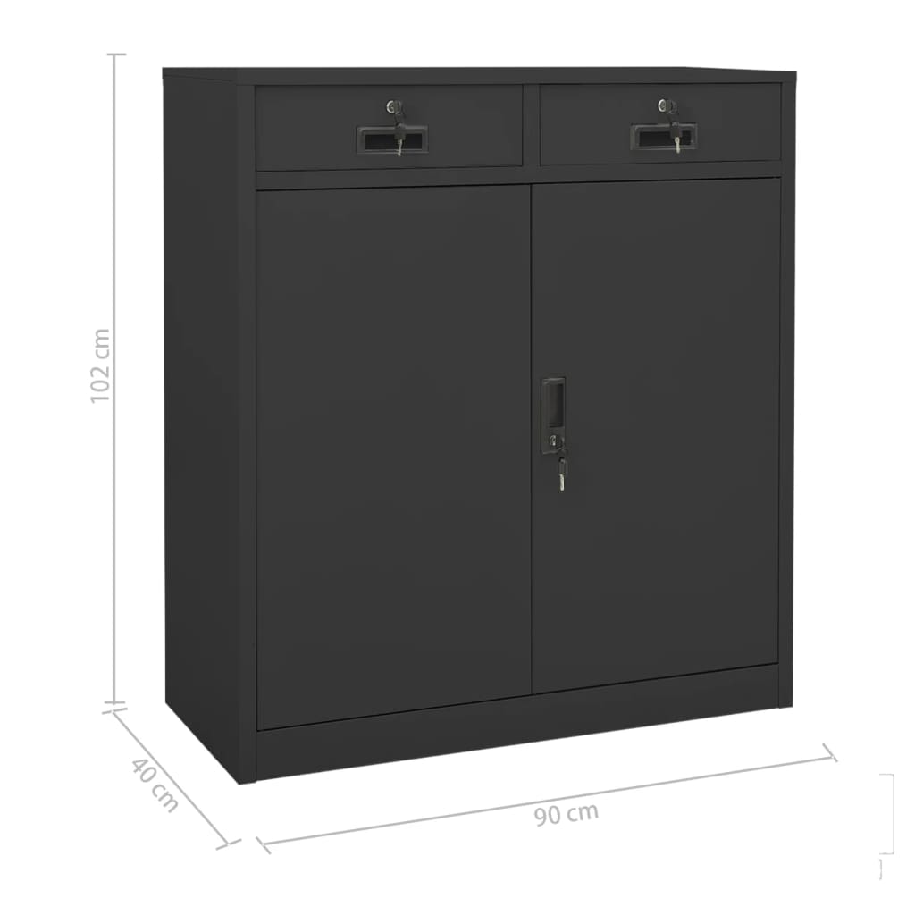Office Cabinet with Planter Box Anthracite 90x40x125 cm Steel