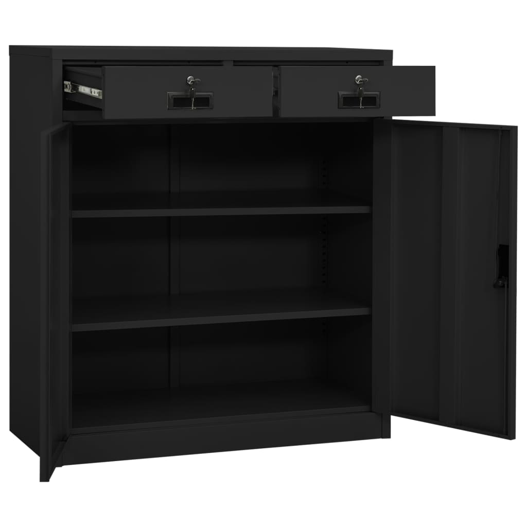 Office Cabinet with Planter Box Anthracite 90x40x125 cm Steel