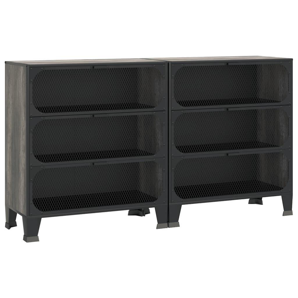 Storage Cabinets 2 pcs Grey 72x36x82 cm Metal and MDF