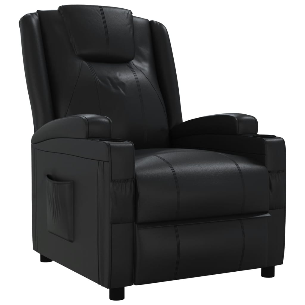 Recliner Chair Black Faux Leather