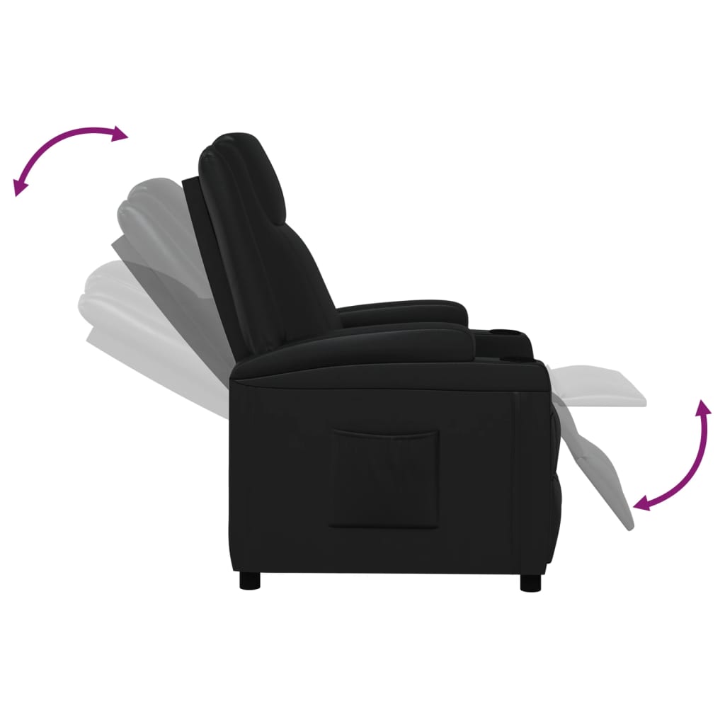 Recliner Chair Black Faux Leather