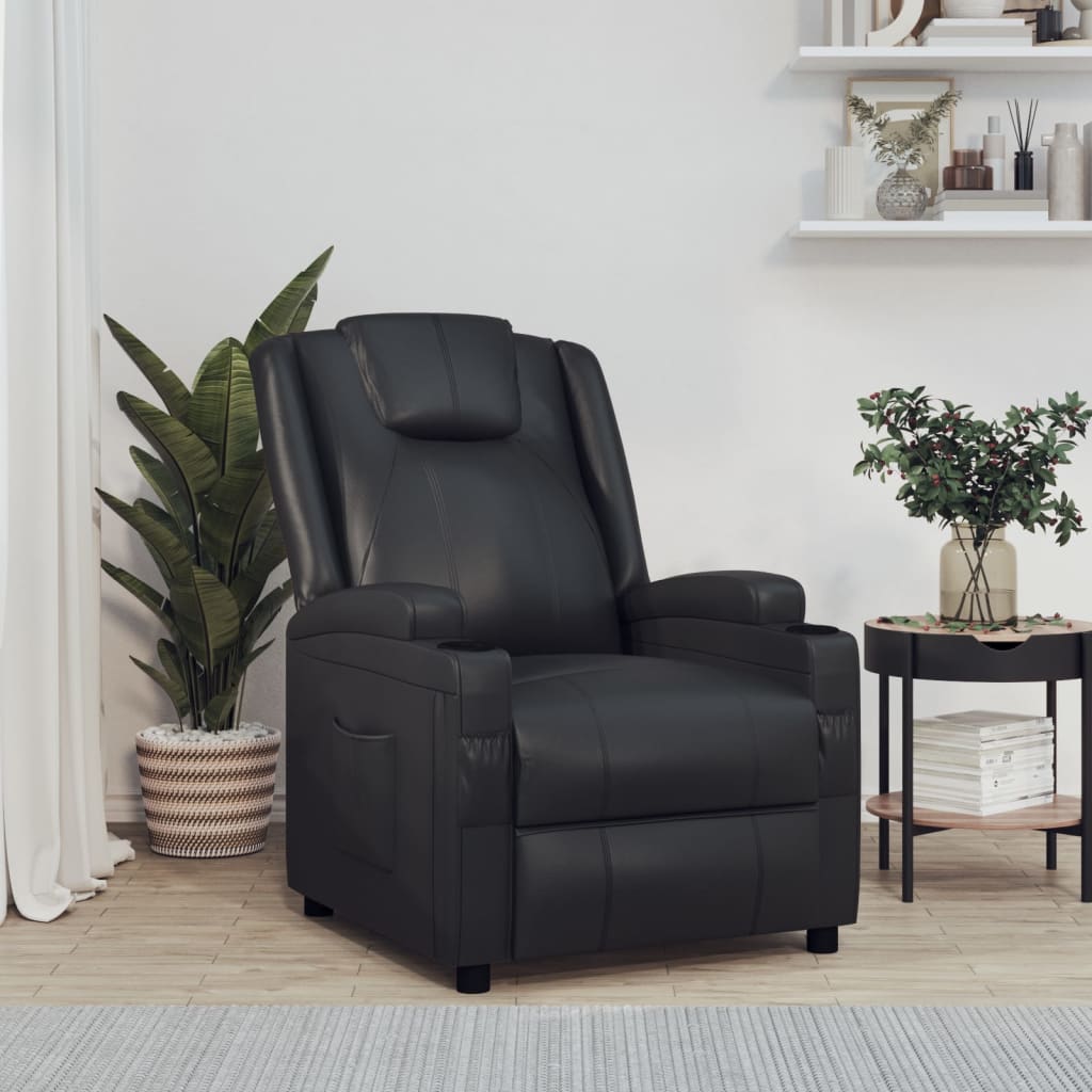 Recliner Chair Black Faux Leather